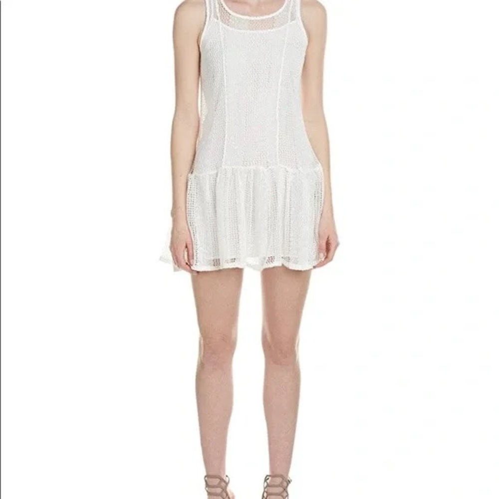BCBGeneration White Lace Drop Waist Mini Dress - XXS